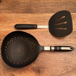 Oversized Spatula and Scoop Strainer Basket with Handle